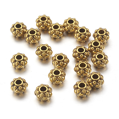 Tibetan Style Spacer Beads, Lead Free & Cadmium Free, about 6.5mm in diameter, 4.5mm thick, hole: 1mm