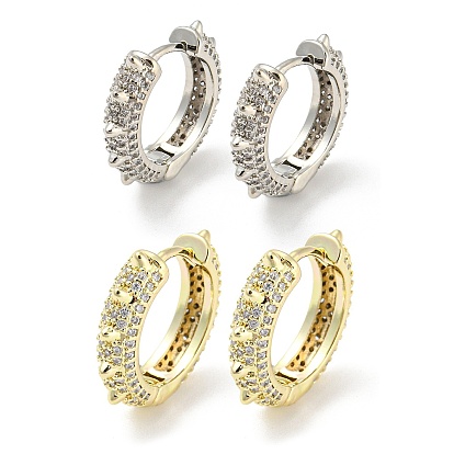 Brass Micro Pave Cubic Zirconia Hoop Earrings