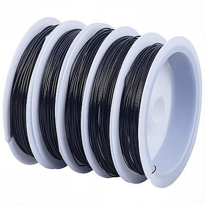 5 rouleaux 5 styles de fil d'artisanat de bijoux en cuivre, sans nickel, ronde