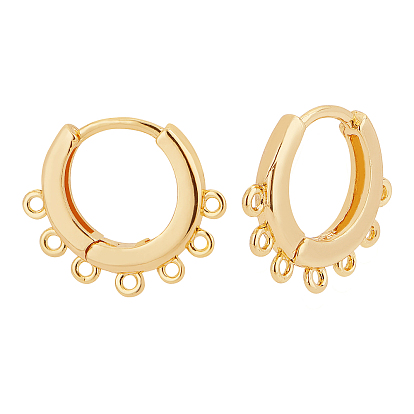 Brass Huggie Hoop Earring Findings, Nickel Free, with Horizontal Loop