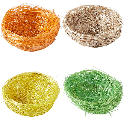 4шт. 4 цветов, декоративная елка из конопляной нити, имитирующая птичье гнездо., аксессуары для оформления микроландшафта