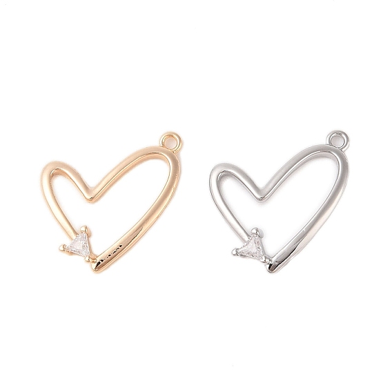 Стеклянные подвески с прозрачными стразами, с латунной фурнитурой , сердце