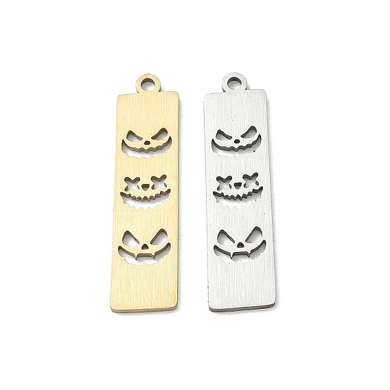 Colgantes de acero inoxidable Halloween 201, Colgante rectangular con forma de cara de calabaza de Halloween., Corte con laser