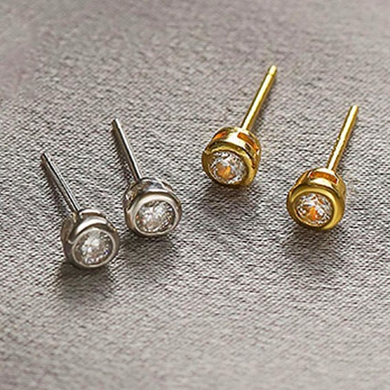 Серьги-гвоздики из стерлингового серебра 925 с родиевым покрытием, с четким кубического циркония, с печатью s925
