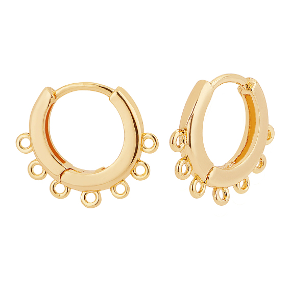 Brass Huggie Hoop Earring Findings, Nickel Free, with Horizontal Loop
