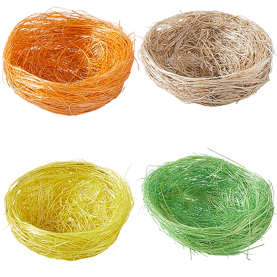 4шт. 4 цветов, декоративная елка из конопляной нити, имитирующая птичье гнездо., аксессуары для оформления микроландшафта