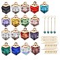 Electroplate Glass Charms, with Alloy Finding, Cube