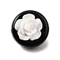 Alloy Enamel Beads, Flat Round with Flower