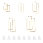 201 Stainless Steel Stud Earrings, with Ear Nuts and 304 Stainless Steel Pins, Rectangle