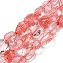 Cherry Quartz Glass Beads Strands, Nuggets, Tumbled Stone