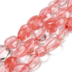 Cherry Quartz Glass Beads Strands, Nuggets, Tumbled Stone