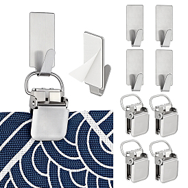 4Pcs Stainless Steel Baby Pacifier Clips, with 4Pcs Stainless Steel Self-adhesive Hook