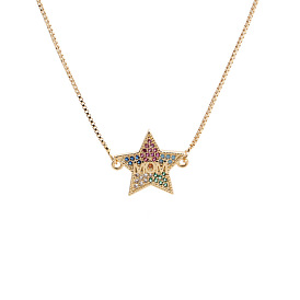 Stylish Minimalist Gold-tone Zircon Star MOM Necklace for Mother's Day