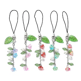 Correas móviles de acrílico y vidrio transparente de flores y hojas, cordon poliester accesorios movil decoracion