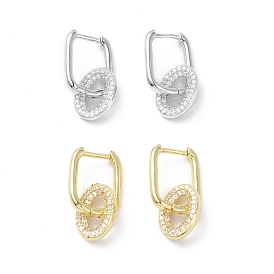 Circle Ring Rack Plating Brass Cubic Zirconia Hoop Earrings for Women, Long-Lasting Plated, Lead Free & Cadmium Free