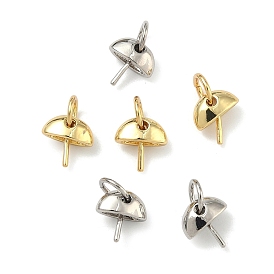 Полукруглые латунные чашеобразные подвески для жемчуга, булавки-держатели для булавок, за половину пробурено бисера, без кадмия и без свинца, стойки покрытие