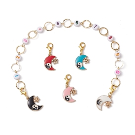 4 pcs yin-yang lune alliage émail charme numéro acrylique perles tricot rangée compteur chaînes et verrouillage point marqueurs kits