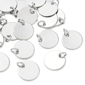 Pendentifs en laiton shegrace, charmes rondes plates, estampillage d'une étiquette vierge, sans cadmium et sans plomb et sans nickel