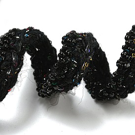 Polyester Crochet Lace Trim, Knitted Decor Trimming with Glass & PVC Paillettes, for Clothes Bridal Dress