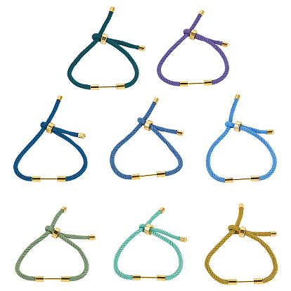 8шт 8 цвета плетеный нейлоновый шнур изготовление браслета, с латунной фурнитурой , реальный 18 k позолоченный