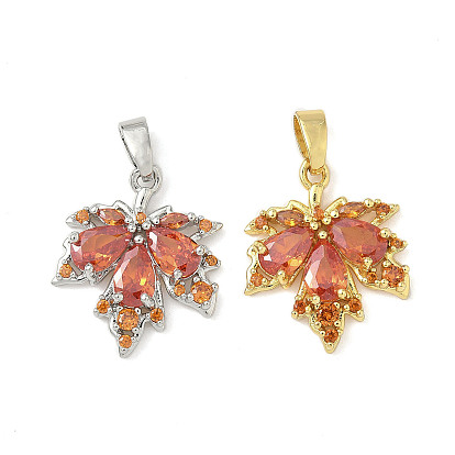 Латунные микро проложить кубического циркония подвески, без кадмия и без свинца, кленового листа