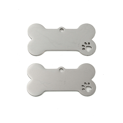 304 подвески из нержавеющей стали, лазерная резка, собачья кость с подвеской в виде отпечатка лапы