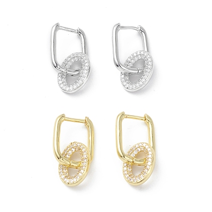 Circle Ring Rack Plating Brass Cubic Zirconia Hoop Earrings for Women, Long-Lasting Plated, Lead Free & Cadmium Free