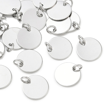 Pendentifs en laiton shegrace, charmes rondes plates, estampillage d'une étiquette vierge, sans cadmium et sans plomb et sans nickel