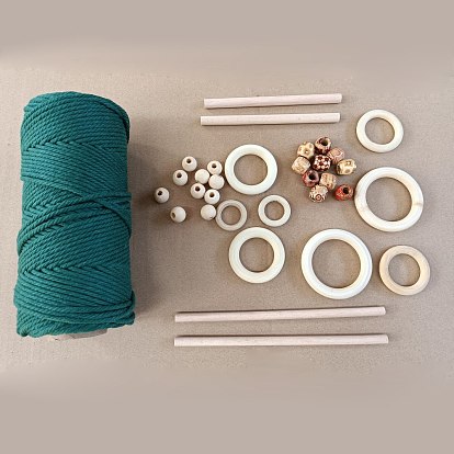 Kits de fabricación de bricolaje, incluyendo cordón de algodón, palos de madera y anillos y cuentas de unión