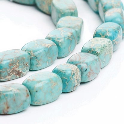 Natural Imperial Jasper Beads Strands, Dyed, Rectangle