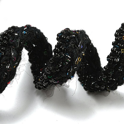 Polyester Crochet Lace Trim, Knitted Decor Trimming with Glass & PVC Paillettes, for Clothes Bridal Dress
