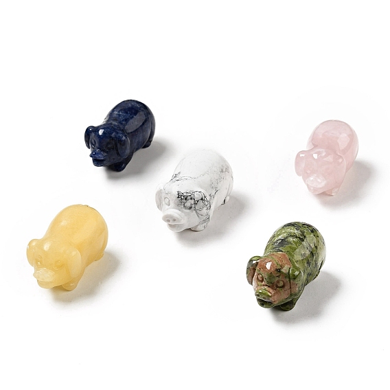 Украшения дисплея скульптуры из натурального драгоценного камня, для домашнего офисного стола, свинья