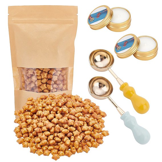 DIY Scrapbook Making Kits, Including Sealing Wax Particles, Paraffin Candles and Beech Handle Wax Sealing Stamp Melting Brass Spoon