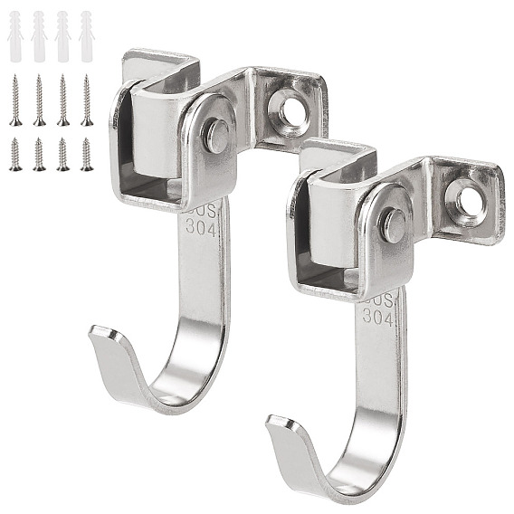 2 комплекты крючков-вешалок из нержавеющей стали, с винтом, с 4 наборами винтов с плоской головкой из нержавеющей стали