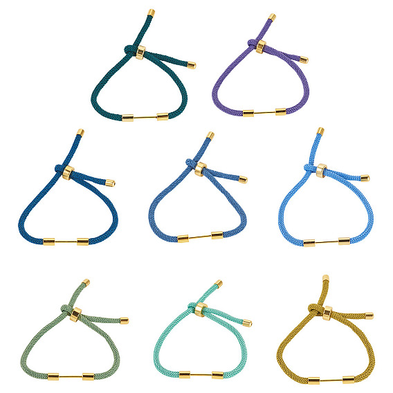 8шт 8 цвета плетеный нейлоновый шнур изготовление браслета, с латунной фурнитурой , реальный 18 k позолоченный