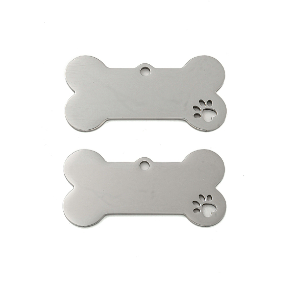 304 подвески из нержавеющей стали, лазерная резка, собачья кость с подвеской в виде отпечатка лапы