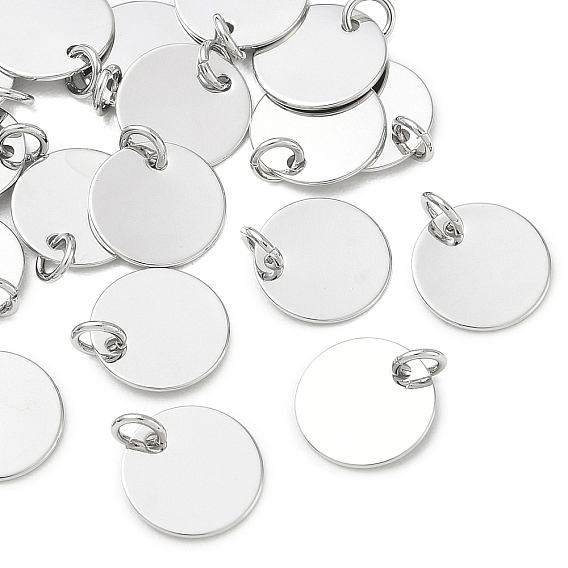 SHEGRACE Brass Pendants, Flat Round Charms, Stamping Blank Tag, Cadmium Free & Lead Free & Nickel Free