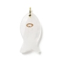 Natural Quartz Crystal Pendants, Rock Crystal Fish Charms with Brass Micro Pave Clear Cubic Zirconia Findings, Golden