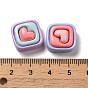Valentine's Day Opaque Cartoon Resin Decoden Cabochons, Rhombus with Heart