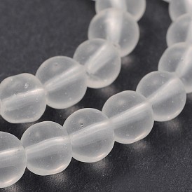 Frosted Glass Round Bead Strands