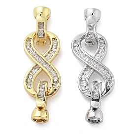 Brass with Clear Cubic Zirconia Fold Over Clasps, Infinity