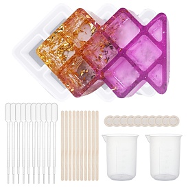 Olycraft DIY Lipstick Storage Box Silicone Molds Kits, Include Birch Wooden Craft Ice Cream Sticks and Plastic Transfer Pipettes, Latex Finger Cots, Plastic Measuring Cup