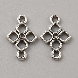 10Pcs Tibetan Style Alloy Connector Rhinestone Settings, Clover