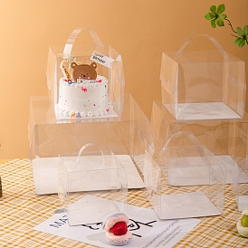 Foldable Transparent PET Cakes Boxes, Portable Dessert Bakery Boxes, Rectangle