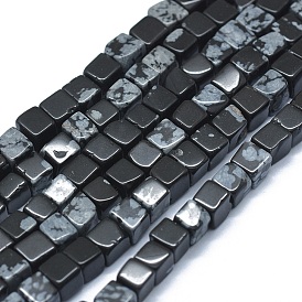Naturschneeflocke Obsidian Perlen Stränge, Würfel