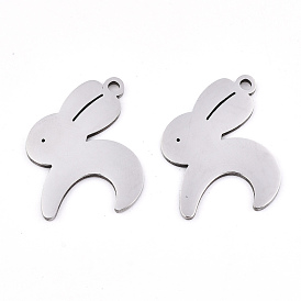 Pendentifs en acier inoxydable, Coupe au laser, lapin