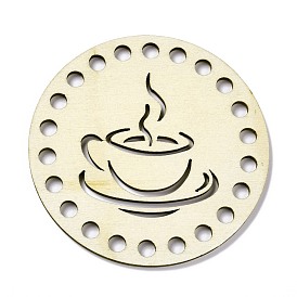 Flat Round & Coffee Wooden Cup Bottoms, Crochet Cup Base, for Knitting Supplies and Home Decor Craft