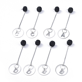 Cuelga los pendientes, con madera de peral, Fornituras de latón, 316 cadenas de caja de acero inoxidable quirúrgico y 304 fornituras de aretes de acero inoxidable, letras mixtas