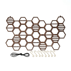 Honeycomb Shape Beech Wood Earring Studs Displays, Jewelry Display Rack