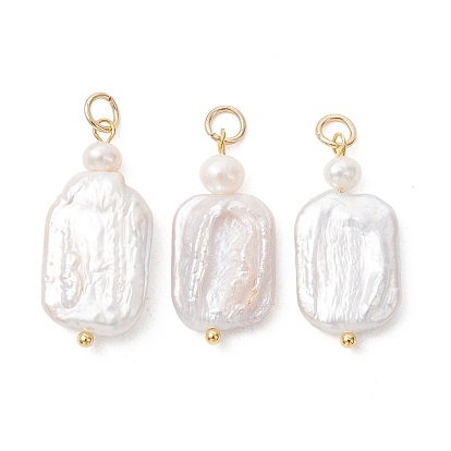 Подвески из натурального барочного жемчуга кеши, прямоугольные подвески с 304 соединительными кольцами из нержавеющей стали, белые